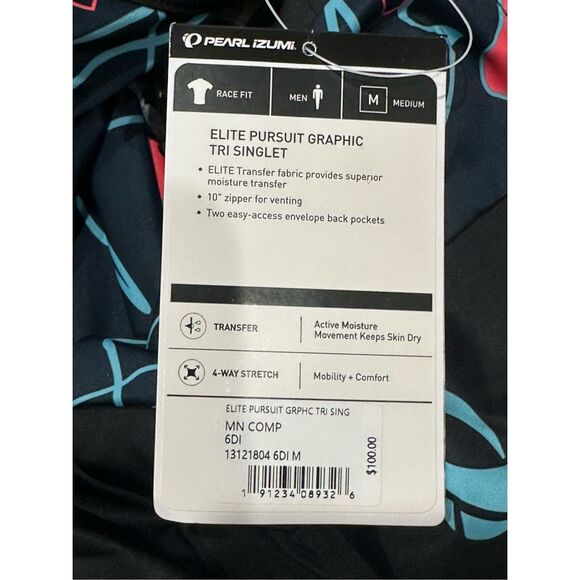Pearl Izumi NWT size M Elite Pursuit Graphic Tri Singlet triathlon cycling - Picture 10 of 10